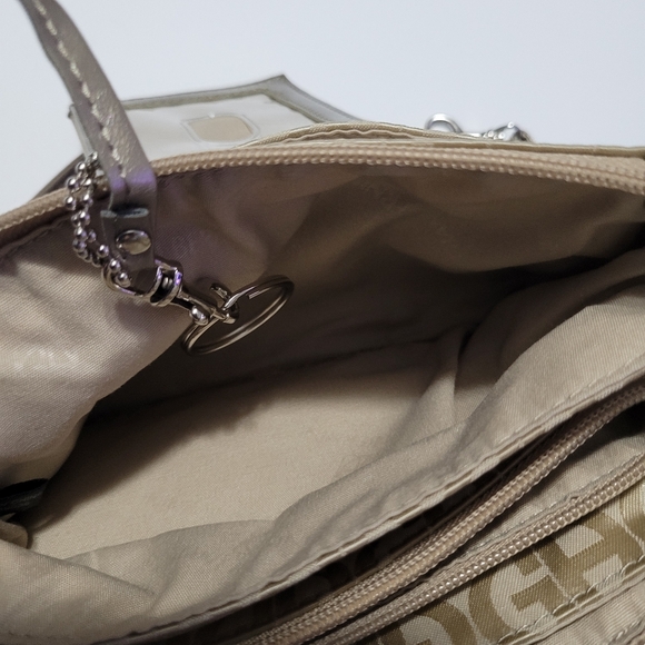 Gianni Bernini Crossbody/Wristlet Zip Top GB Logo Purse Gold Silver Hardware - Picture 14 of 16